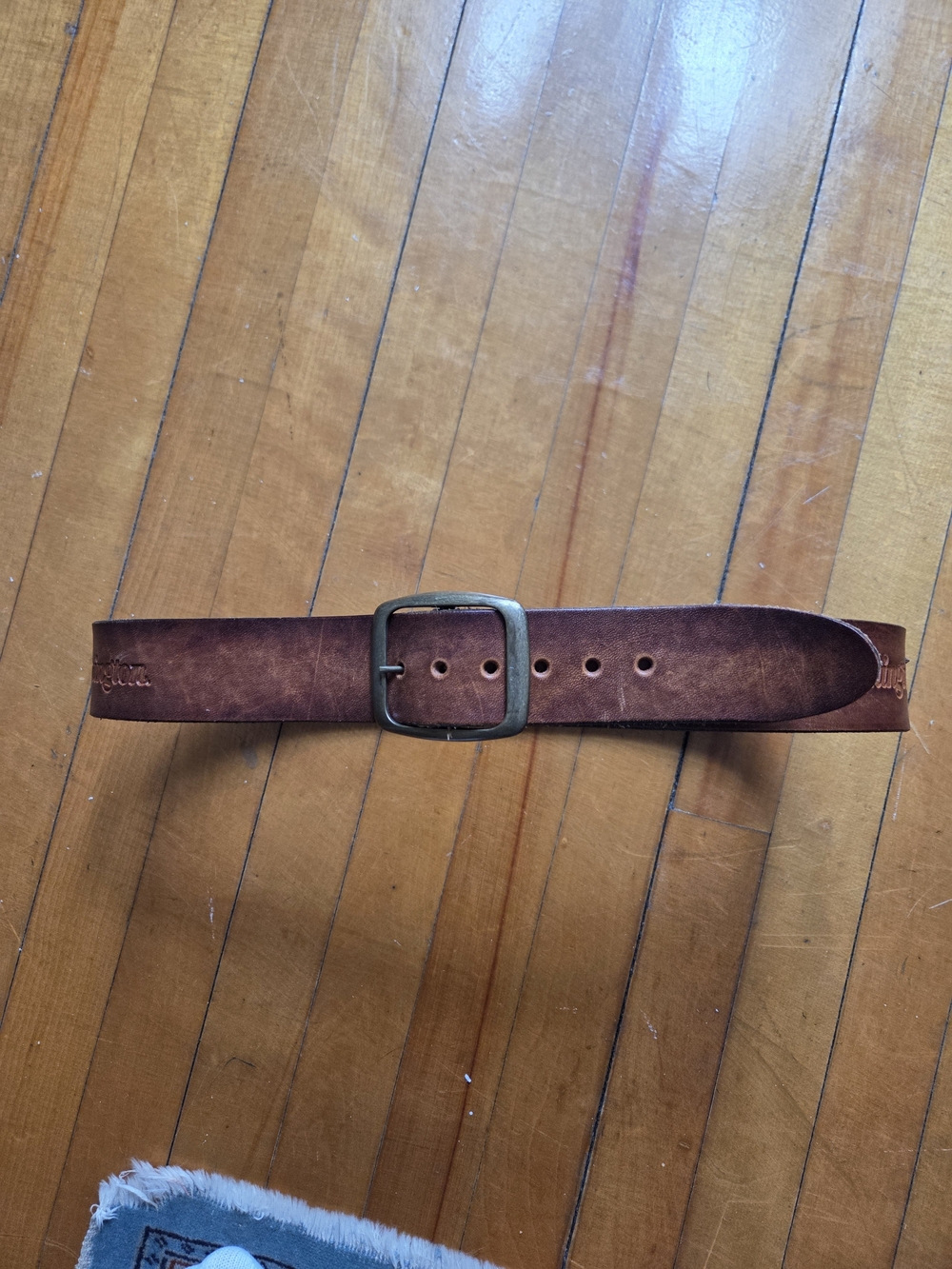 Vtg Remington Arms Co. 1989 tooled leather feather inlay belt USA - 38
